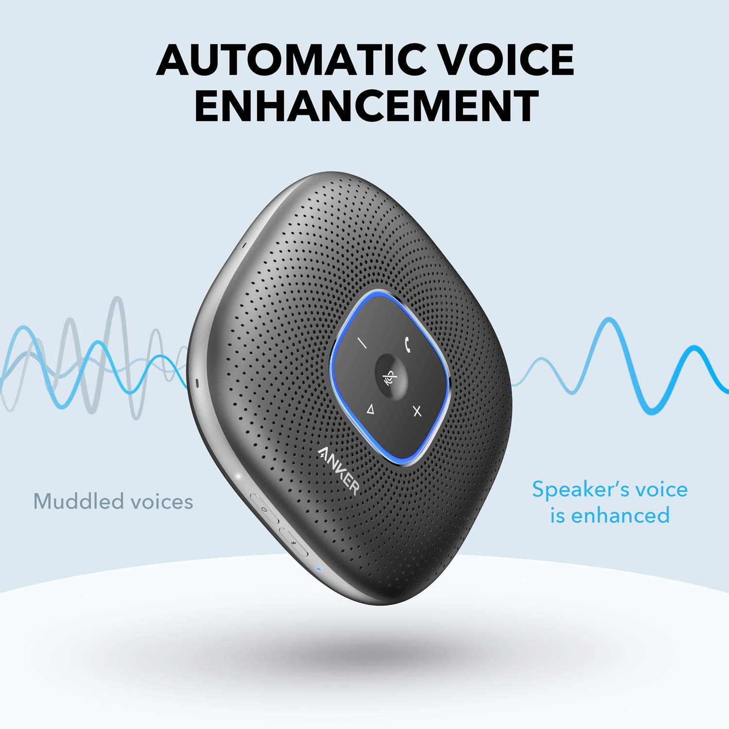 Anker PowerConf+ Bluetooth Lautsprecher Mit Dongle, 6 Mikrofone, Fortschrittliche Stimmaufnahme, 24 Std Akku, USB-C, Konferenzlautsprecher (Generalüberholt)