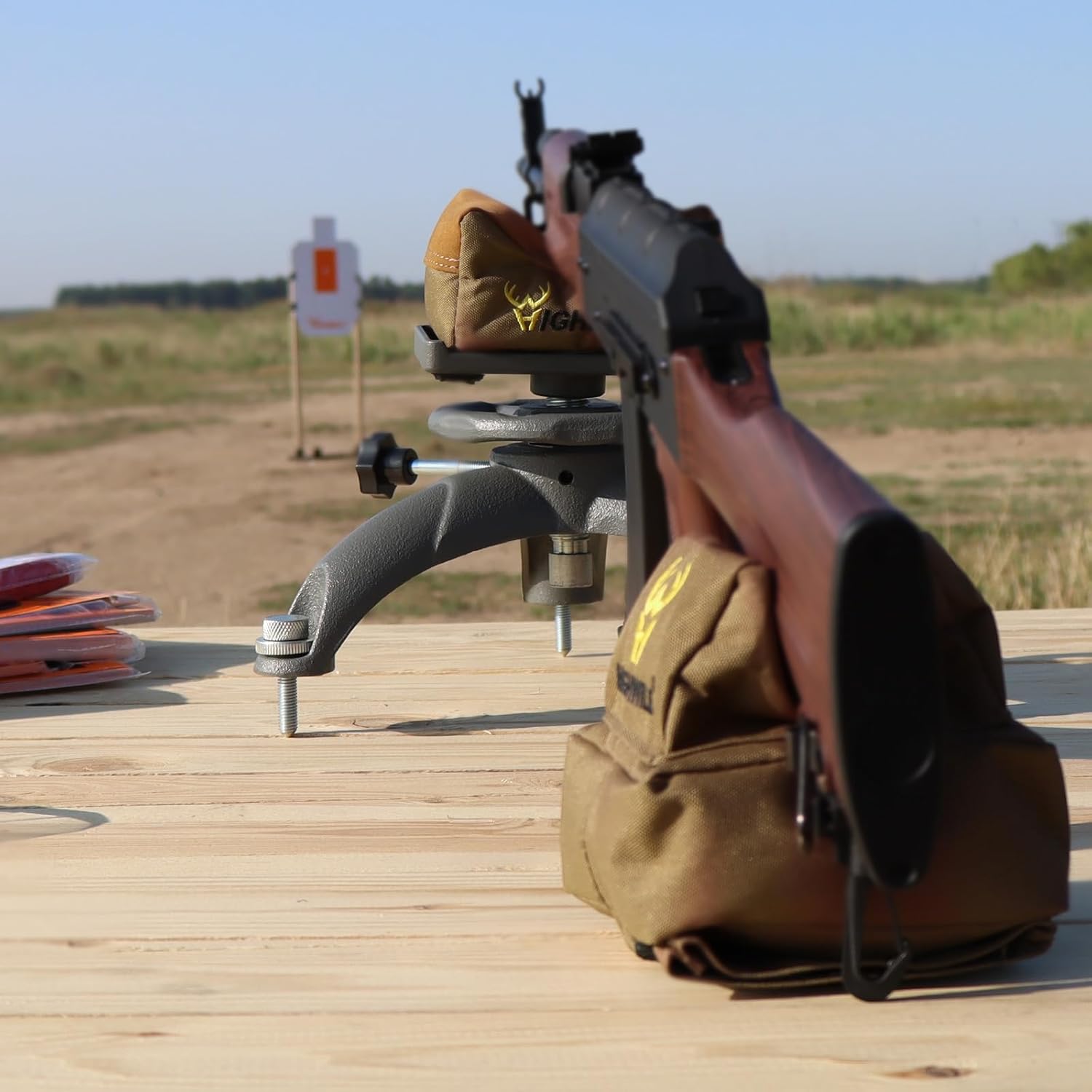 Highwild Shooting Rest Front Rest Adjustable Gun Rifle Rest for Outdoor Shooting and Hunting - Convenient Height Adjustment - with Front and Rear Rest Bag (Unfilled) - Image 7