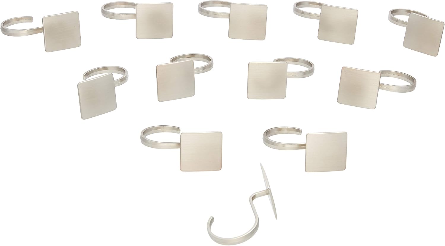 Amazon Basics Shower Curtain Hooks - Classic Square Hooks, Nickel