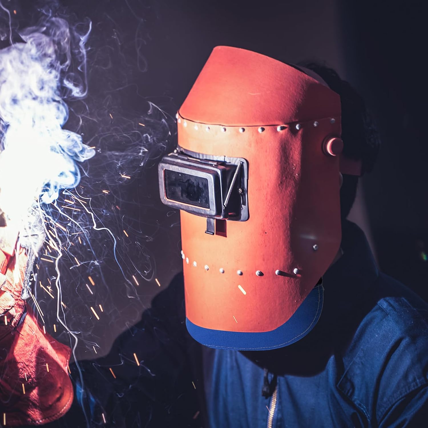 Welding Helmet Neck Cover Blue Fireproof Cloth Full Coverage | Easy Installation, Fits Most Helmets, Safeguards against Sparks, Extended Wrap Design for Complete Neck Coverage