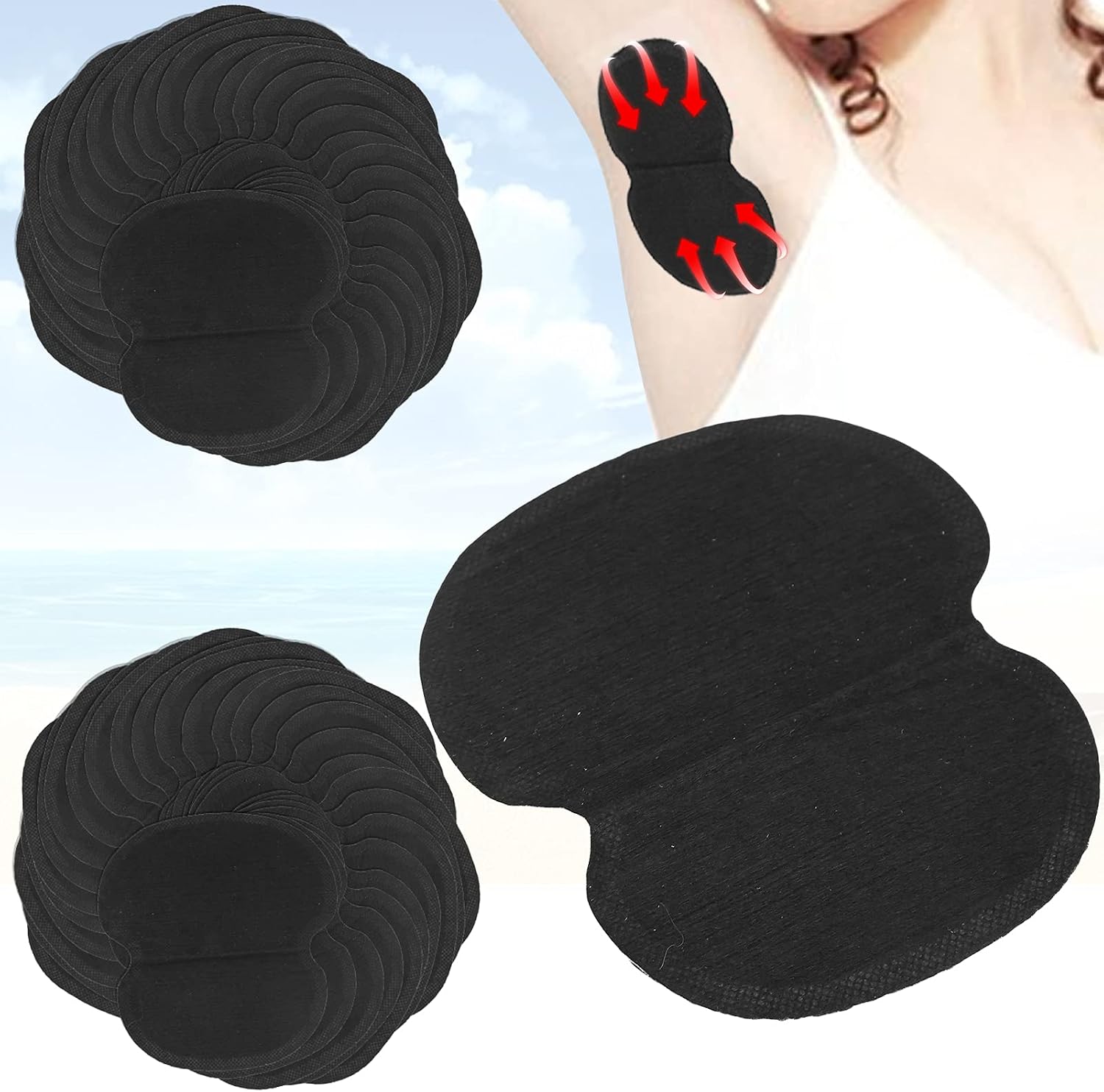 Disposable Underarm,60pcs Underarm Armpit NonWoven Fabric Dress Clothing Underarm Black