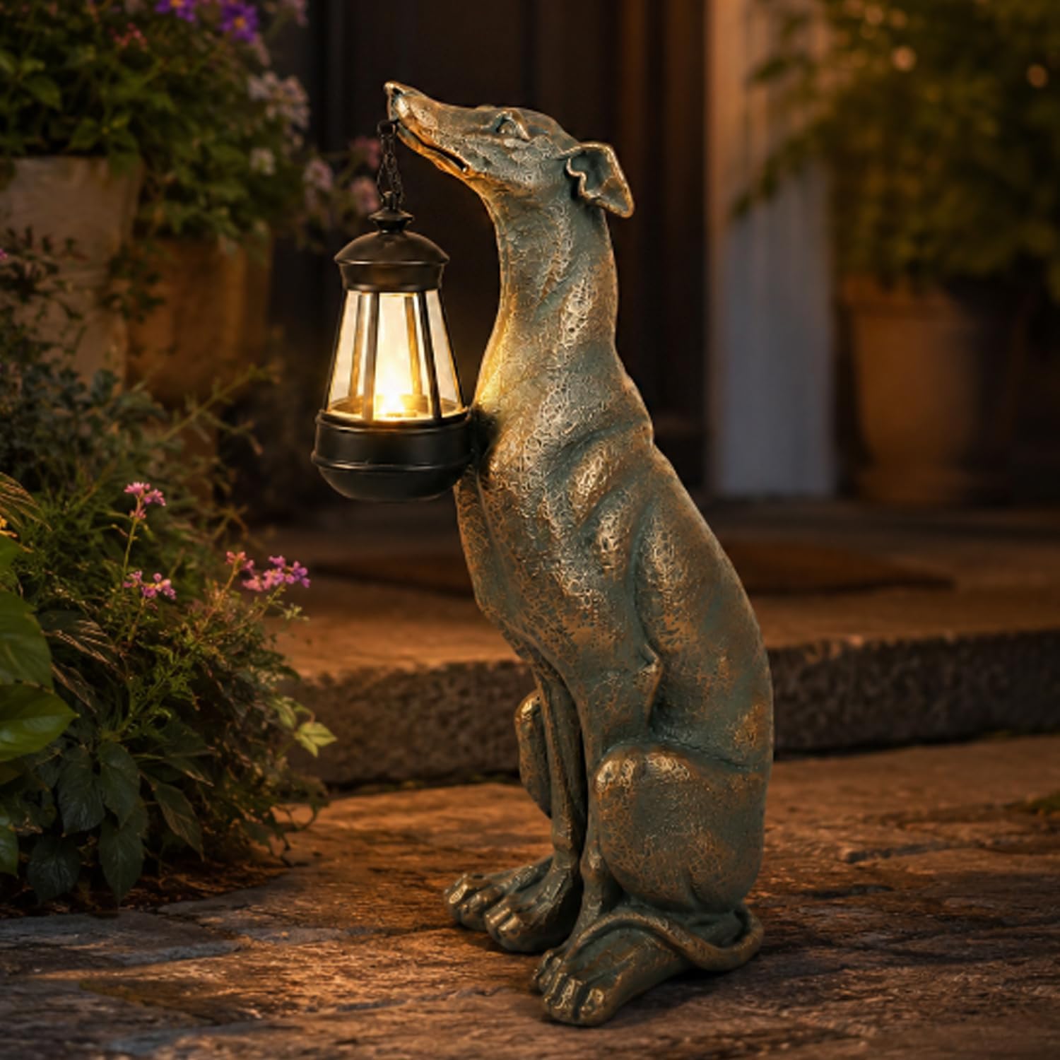 Solar Dog Garden Statue