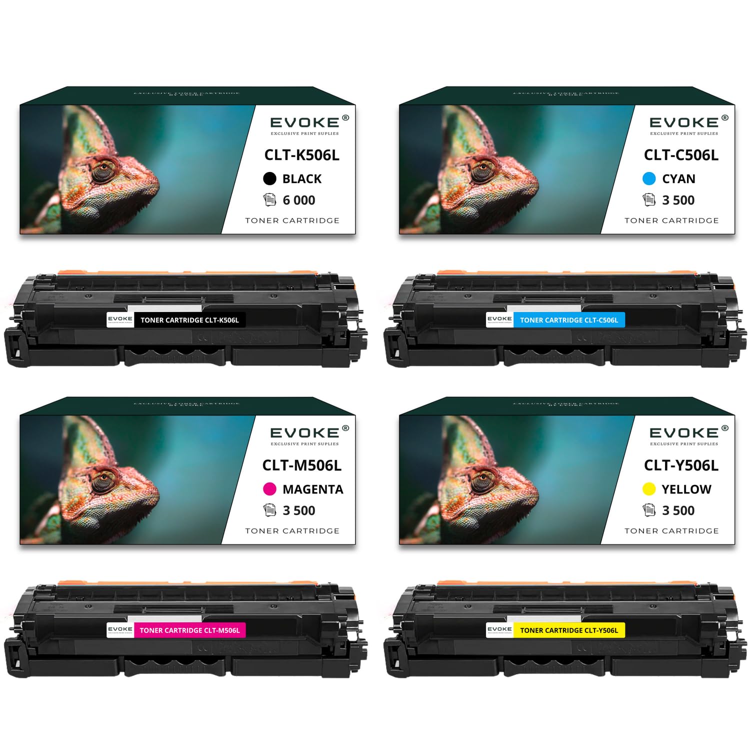 EVOKE CLT-K506L CLT-C506L CLT-M506L CLT-Y506L Toner Kompatybilny z SAMSUNG CLP-680 CLP-680DW CLP-680ND (Zestaw CMYK) 16500 Stron