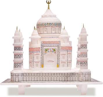 Handcrafted Indian Souvenir Taj Mahal Replica - Symbol of Love White with Colourful Painting - 6" Inches