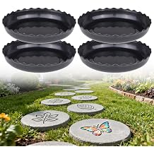 4 Pcs Stepping Stone Mold, Round Plastic Paver Molds for Concrete, Dia 9.84 in/ 1.14 in Depth Cement Black Tray, Reusable DIY Form for Paving Garden Path, Walkway, Patio, Outdoor Landscaping