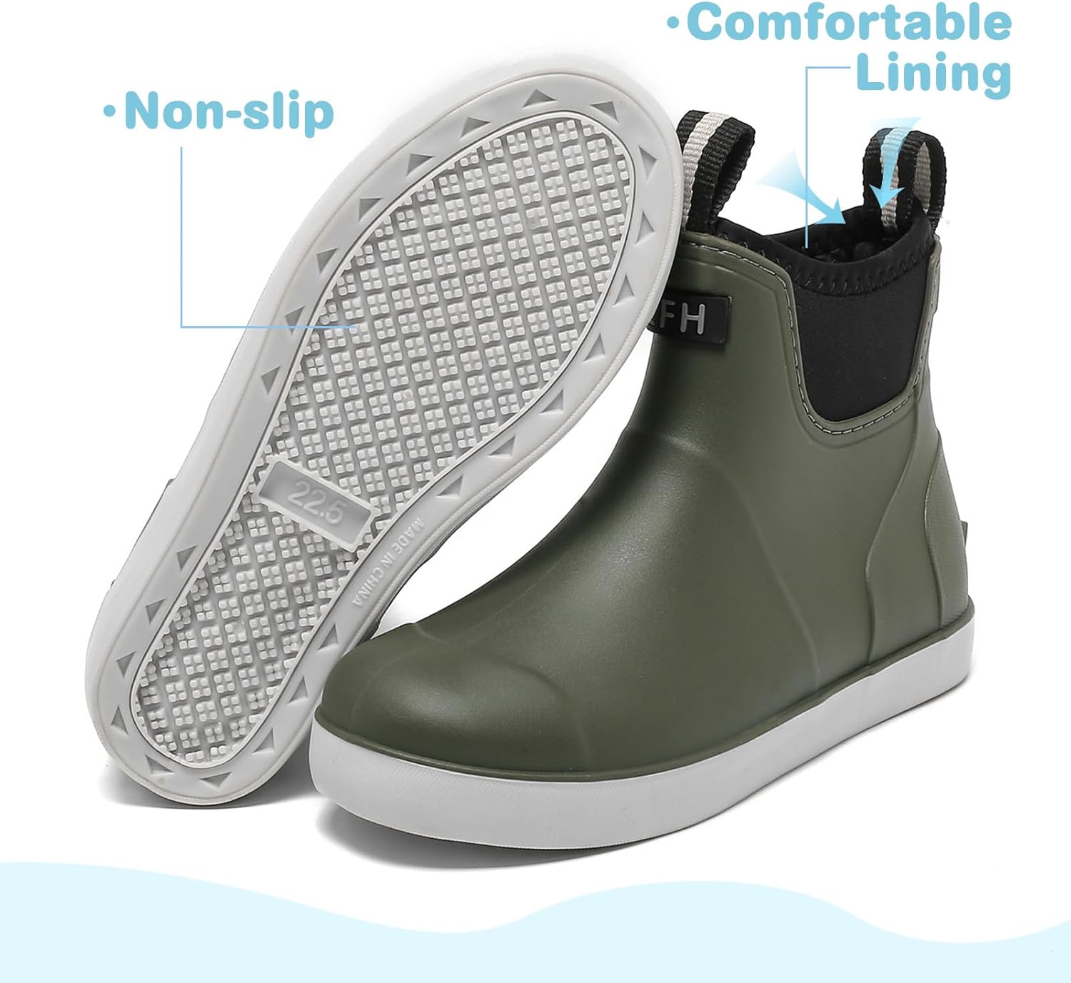 Kids Deck Boots Boys Rain Boots Girls Rubber Ankle Boots Water Shoes, Non-slip Waterproof Outdoor Fishing Shoes for Childs School Play Footwear