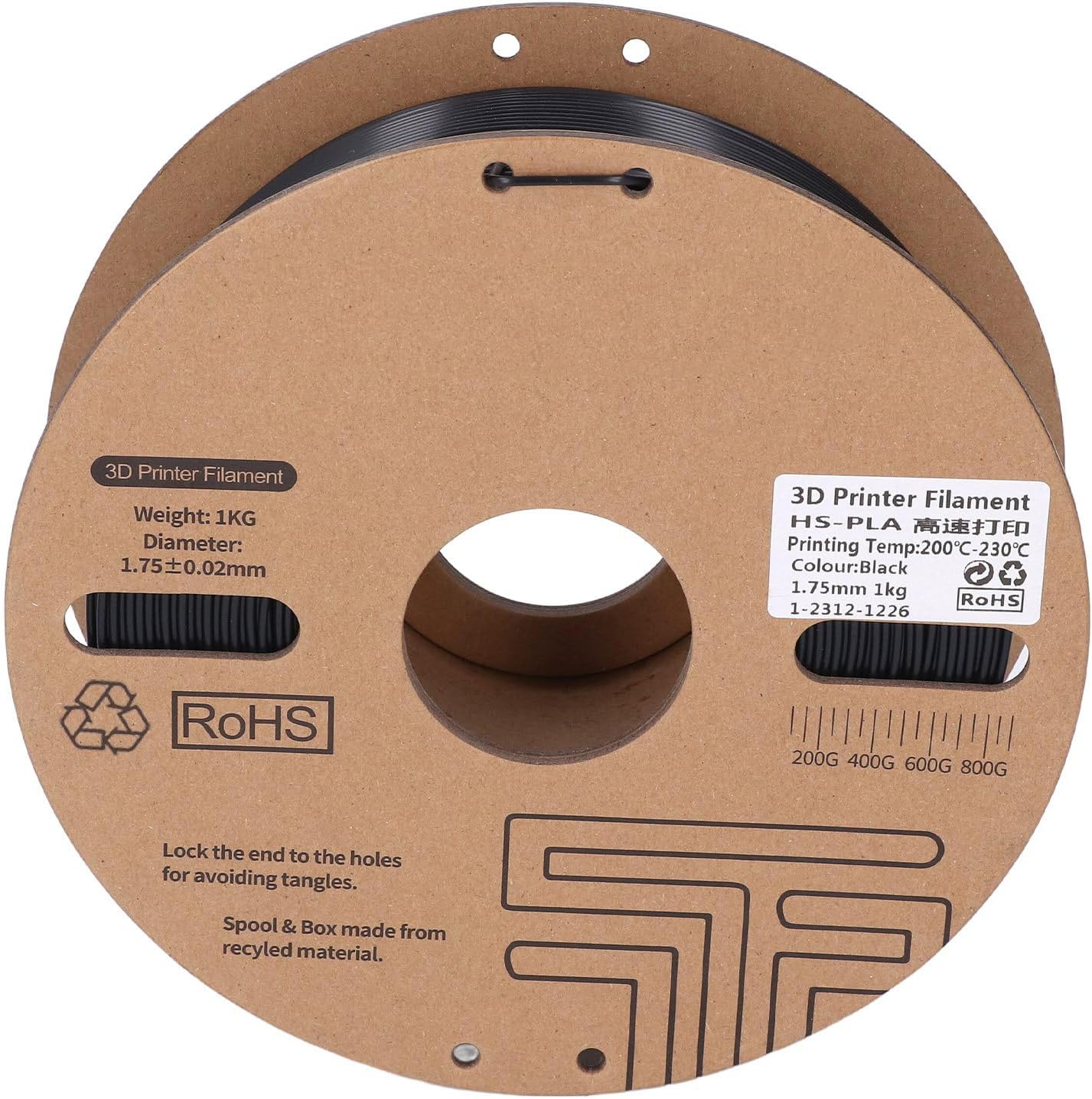 Black PLA 1.75mm High Speed Printing Filament for Ender 3, Strong and Elastic Consumable for DetailOriented Creators
