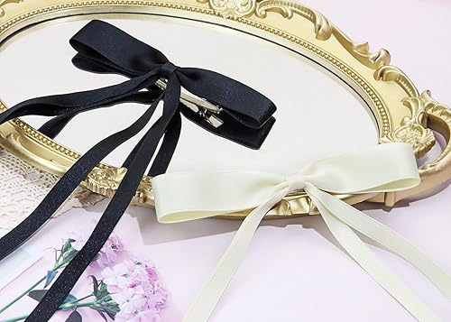 Miniatura 3 de Pinza de cinta para el cabello para mujer, 2 unidades, lazo para el pelo, borla con borla de cocodrilo con cola larga, accesorio decorativo para