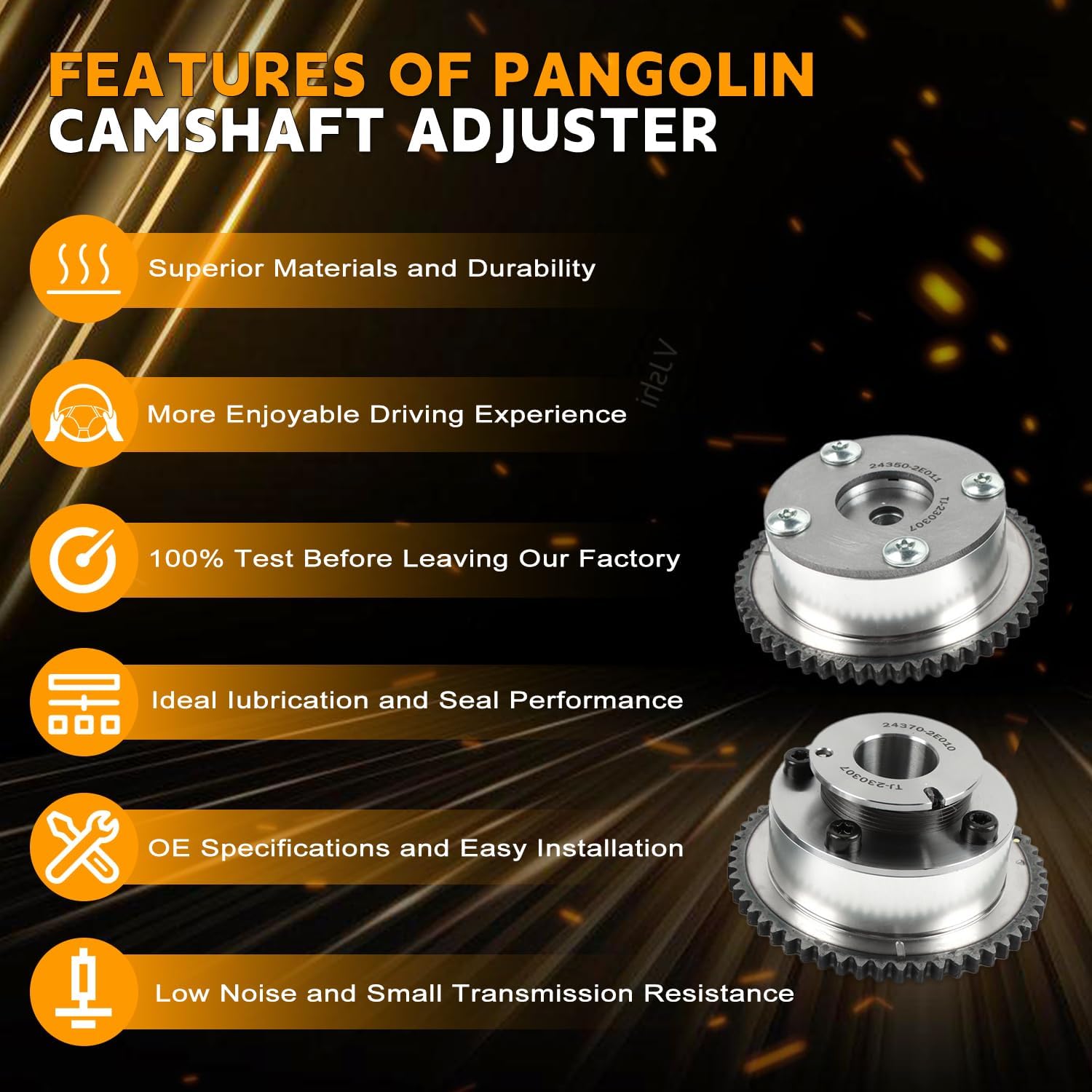 PANGOLIN 2PCS Exhaust & Intake VVT Timing Camshaft Gear Sprocket Phaser Adjuster 24370-2E010 24350-2E011 for 2013 Elantra GT 1.8L, for 2014 Elantra GT 2.0L