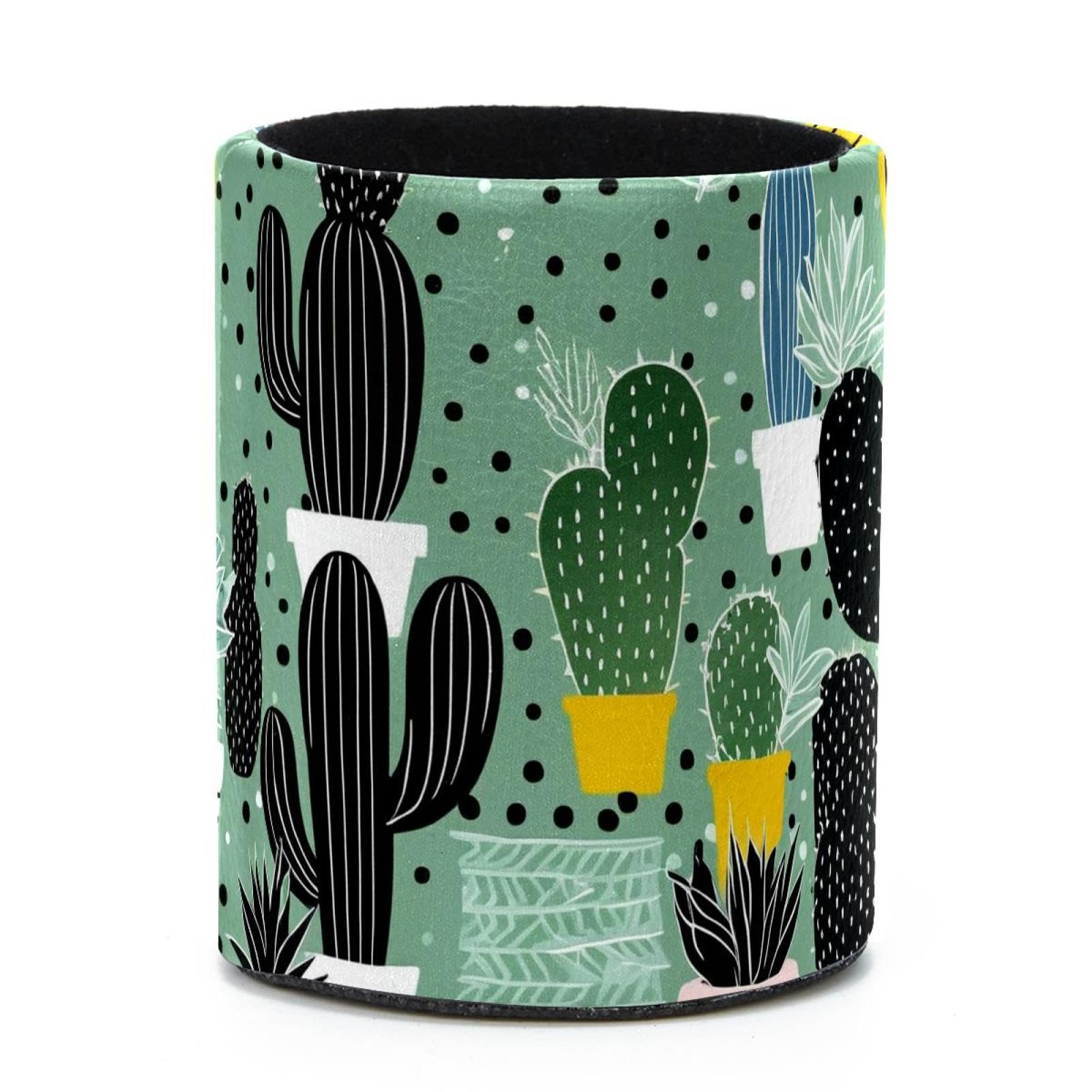 VAPOKF Round Pencil Holders for Desk, Cactus and Plants Pen Holders Pen Pot Makeup Brushes Storage Desktop Stationery Supplies Organiser for Home Office