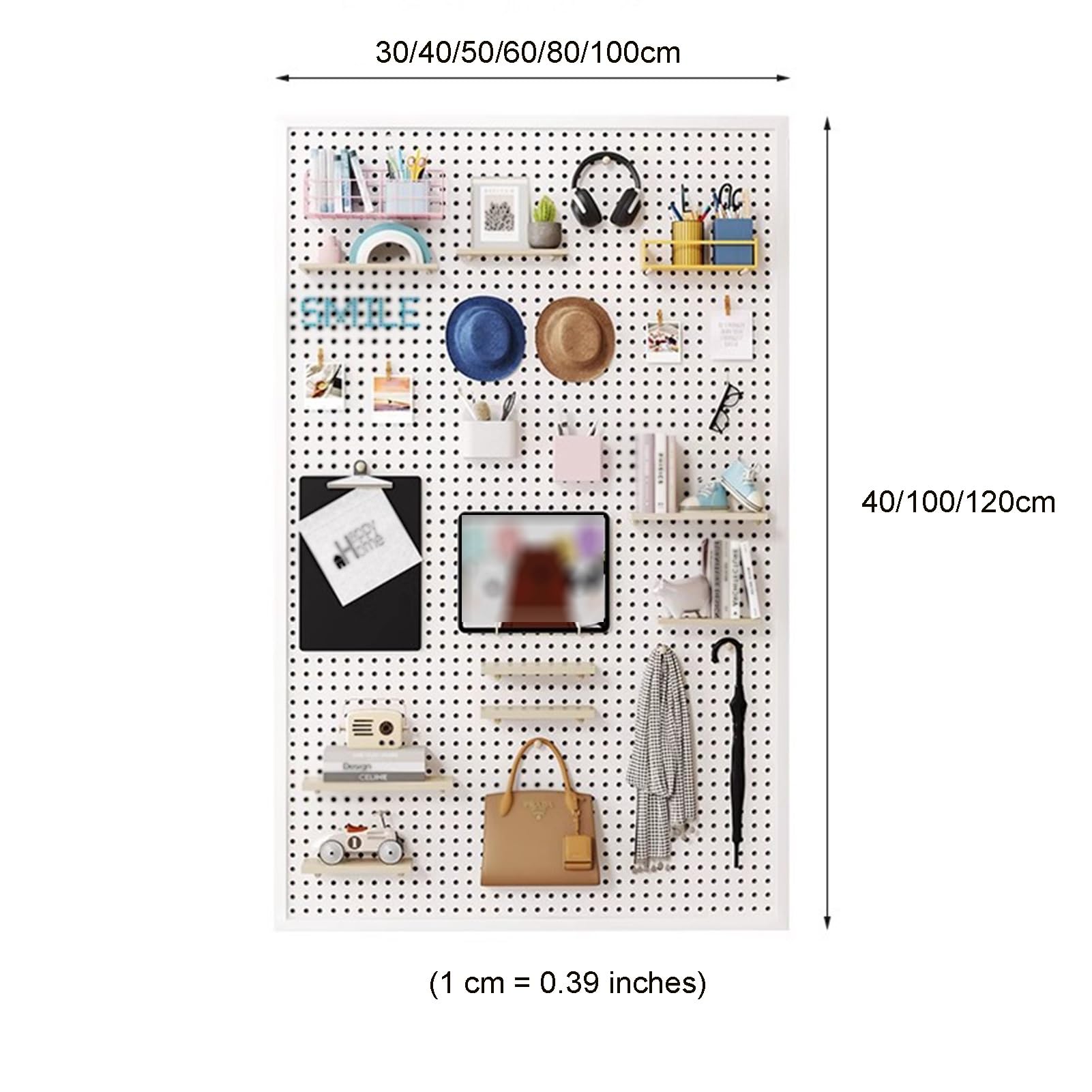 Metalowy uchwyt ścienny do montażu na ścianie garaż nizer zestaw z wyświetlaczem szary 40 x 60 cm ściana kontrola pegboard