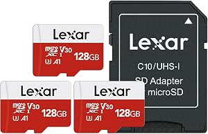 Lexar E-Series 128GB Micro SD Card (3 Pack) - UHS-I, 100MB/s, 4K Ultra HD