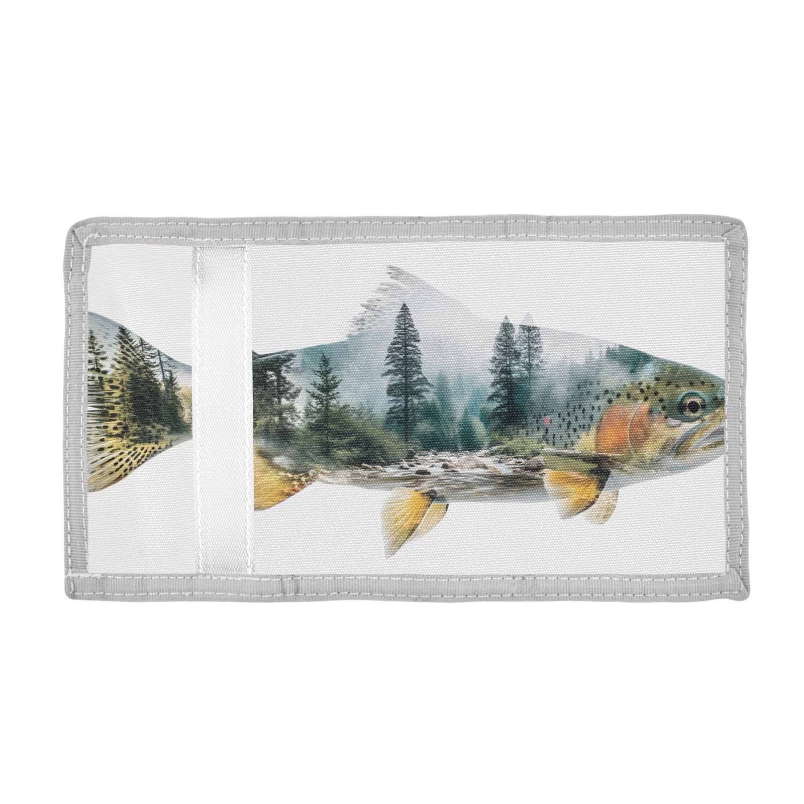 FOLIOSA Forest Trout Kids Wallet for Boys Girls Youth, Compact Fabric 4.9×2.9 in