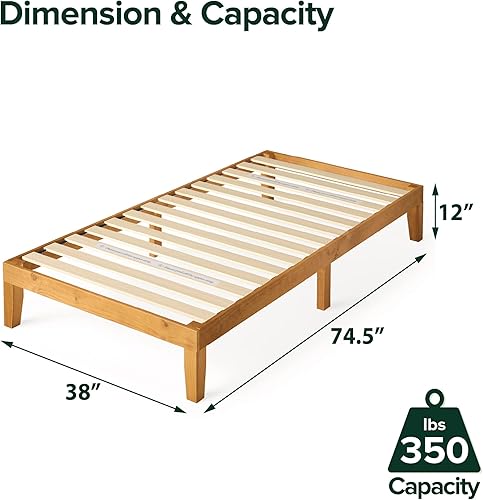 Miniatura 2 de ZINUS Alexia - Base de cama con plataforma de madera, base de madera maciza, no necesita somier, soporte de listones de madera, fácil montaje, pino