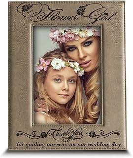 BELLA BUSTA- Thank You for standing beside me today and always - Engraved Leather Picture Frame (4x6 Vertical (Flower Girl))
