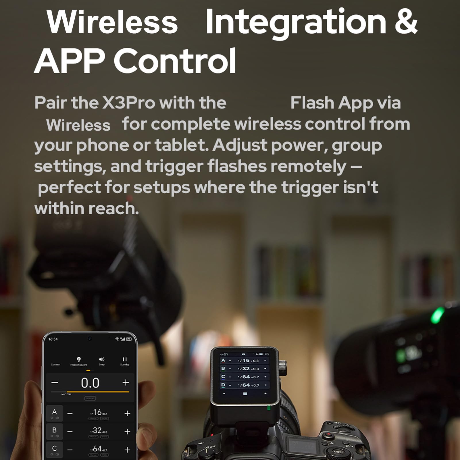 Déclencheur de Flash D'appareil Photo sans Fil TTL, pour Un Contrôle sans Fil Complet Depuis Votre Téléphone ou Tablette, alimenté par Une Batterie au Lithium Intégrée