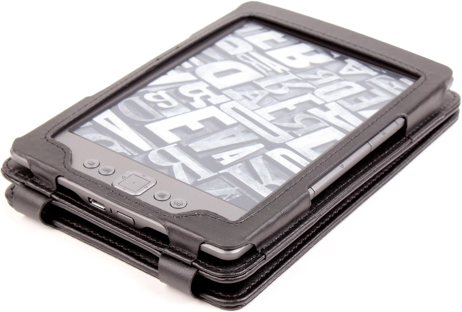 DURAGADGET White Genuine Leather Case / Cover With Adjustable Stand For Amazon Kindle 3 (Keyboard)
