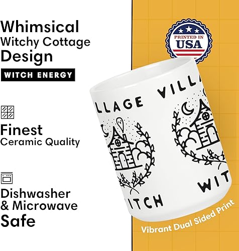 Miniatura 2 de LookHUMAN Village Witch - Taza de café espeluznante de Halloween y taza de café de bruja, tazas de café con impresión de doble cara como taza de