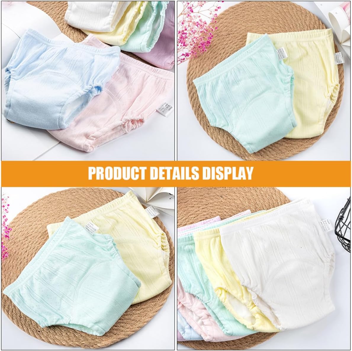 2Pcs Cotton Diapers for Breathable Reusable Training Pants Mesh Fabric Washable Diaper Underwear for Potty Training