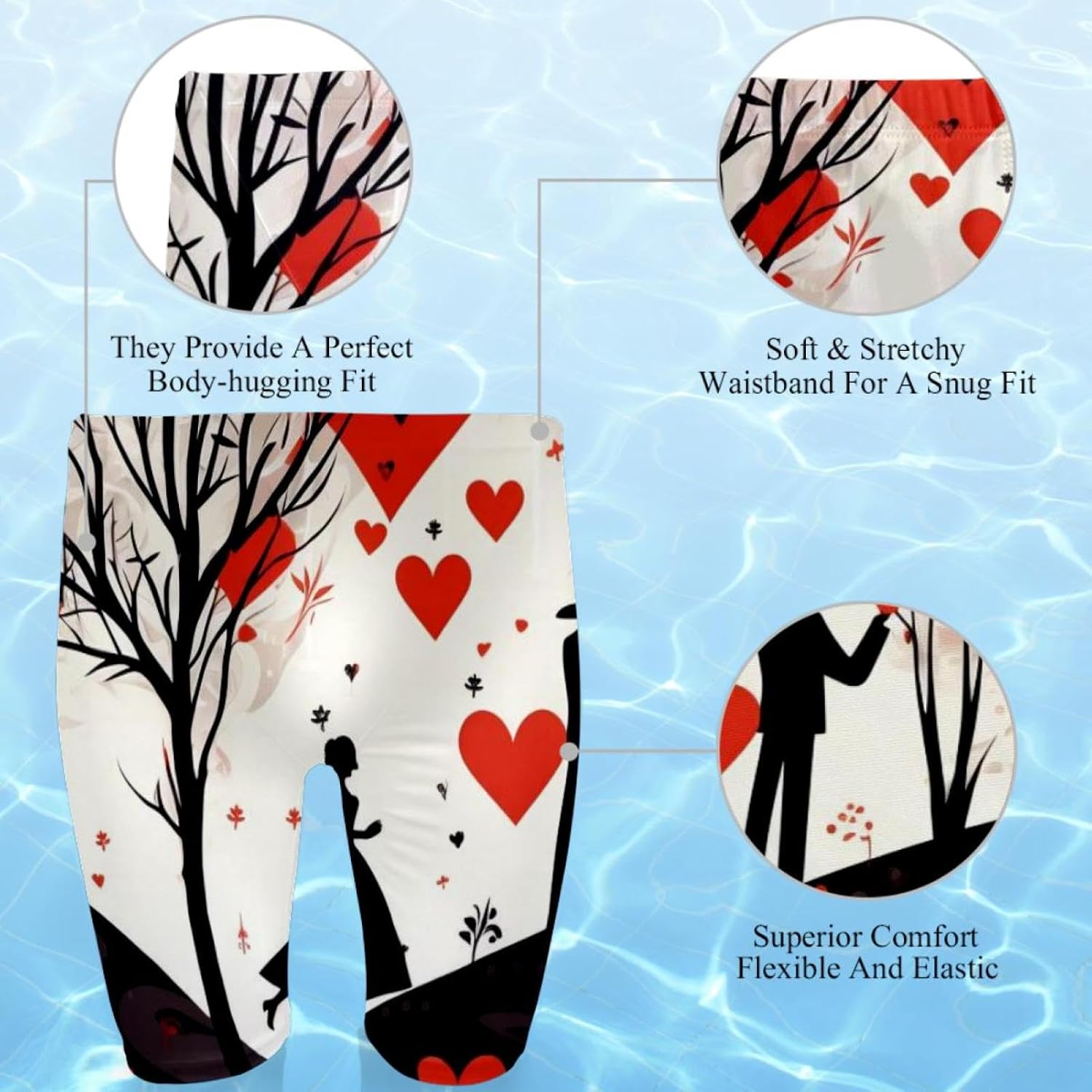 Valentine's Day Men's Swimsuit Jammer Quick Dry Swim Jammer Racing & Training Swimsuit