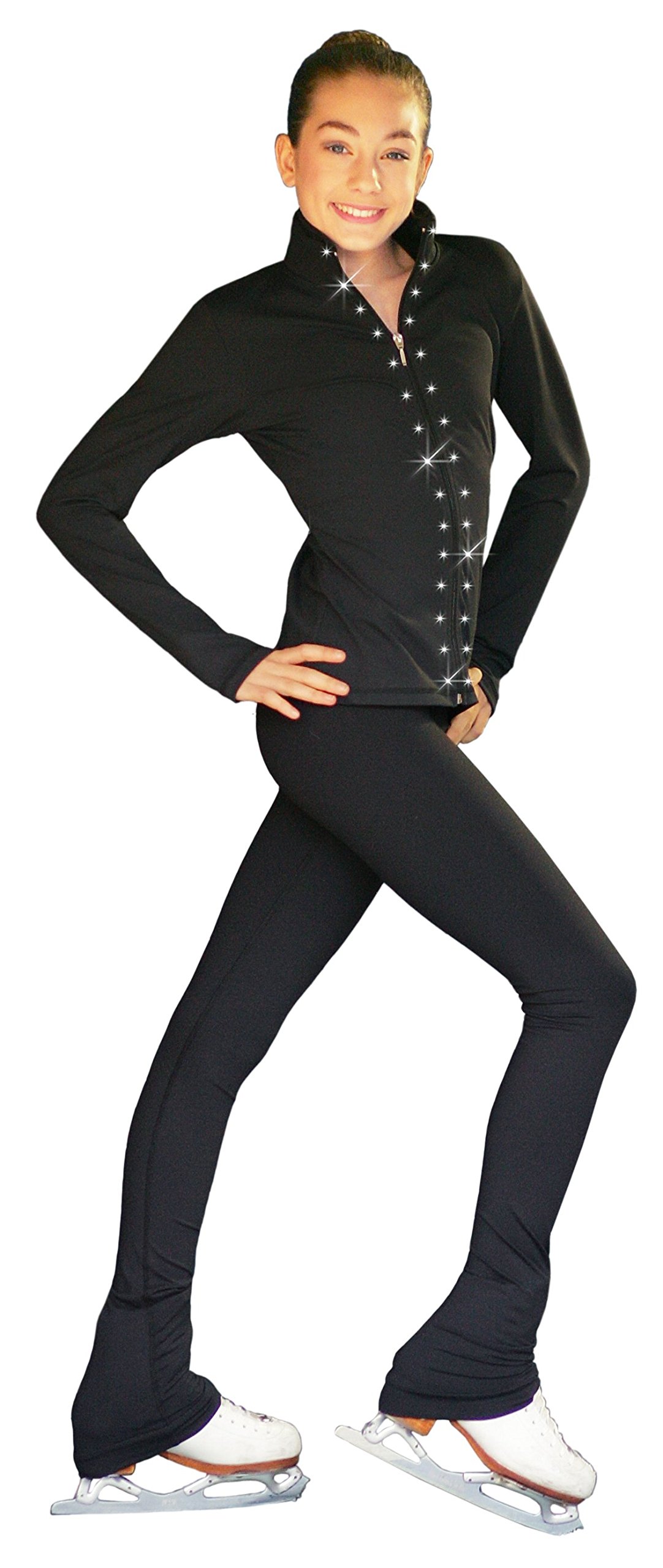 ChloeNoel PS735 Solid Over-The-Hill Skate Elite Pants with Front Pocket and Swarovski Crystal Block