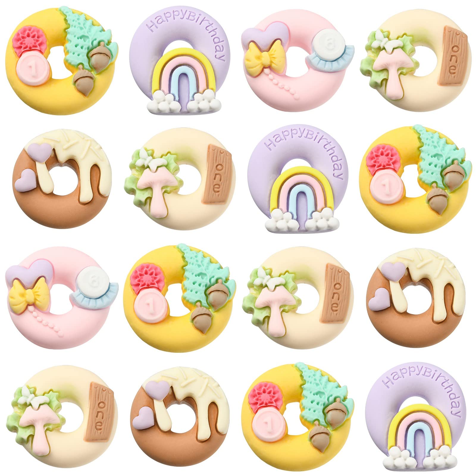 LiQunSweet 50Pcs 5 Styles Flatback Nohole Beads Imitation Food Donut Dessert Flat Back Beads for Jewelry Making Phone Case Decoration