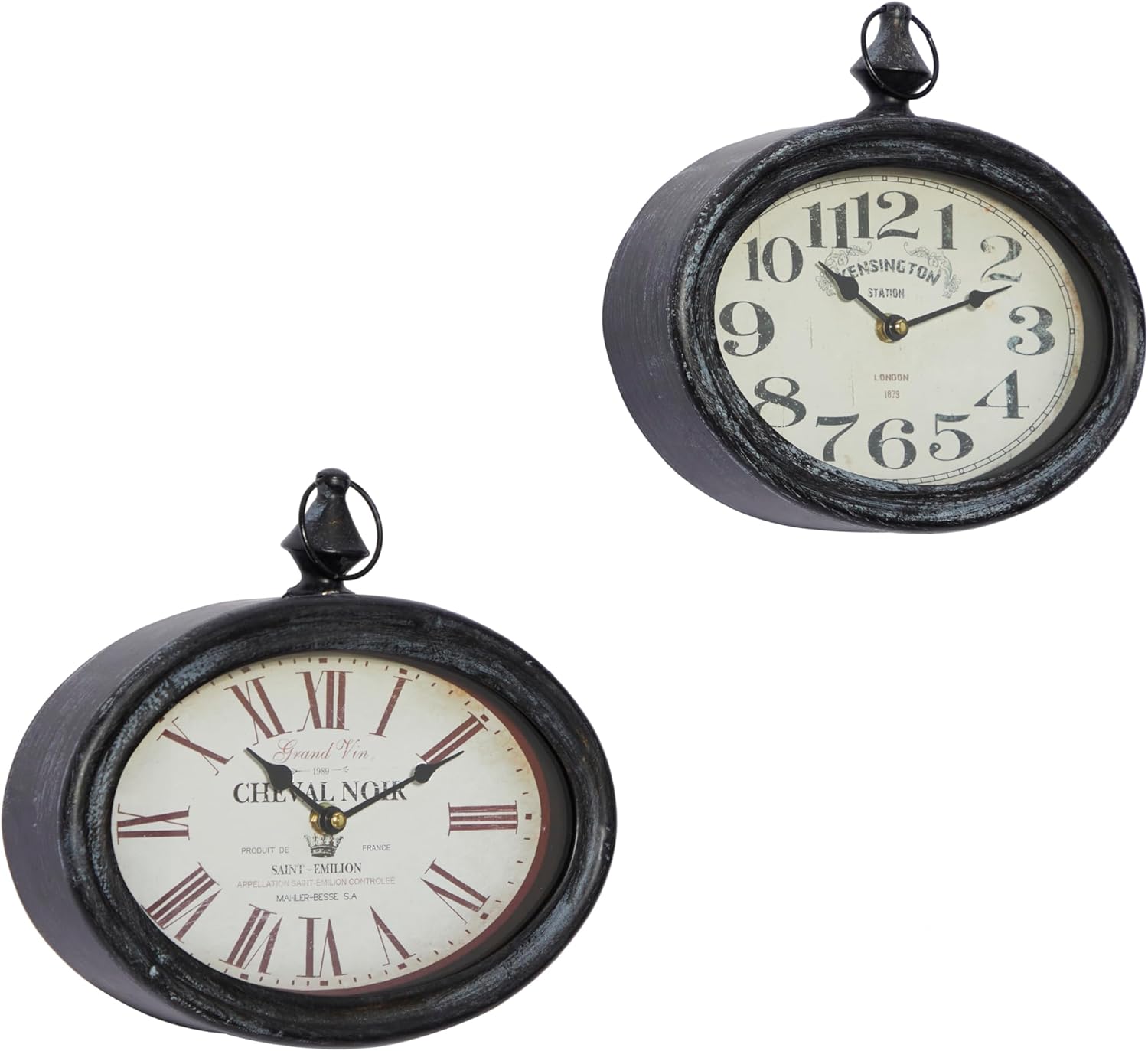 Deco 79 Metal Decorative Wall Clock Pocket Watch Style Wall Clock for Home, set of 2 Wall Clock for Room 11" x 3" x 12", Cream