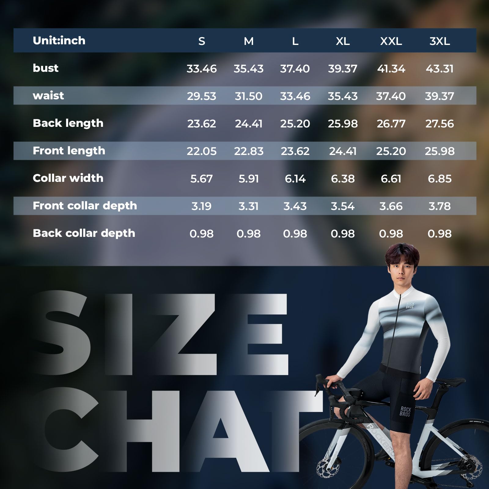 ROCKBROS Herren Radtrikot Langarm Fahrradtrikot Fahrrad Trikot für Radsport Radfahren MTB Rennrad Fahrradbekleidung Atmungsaktiv Schnell Trocknend