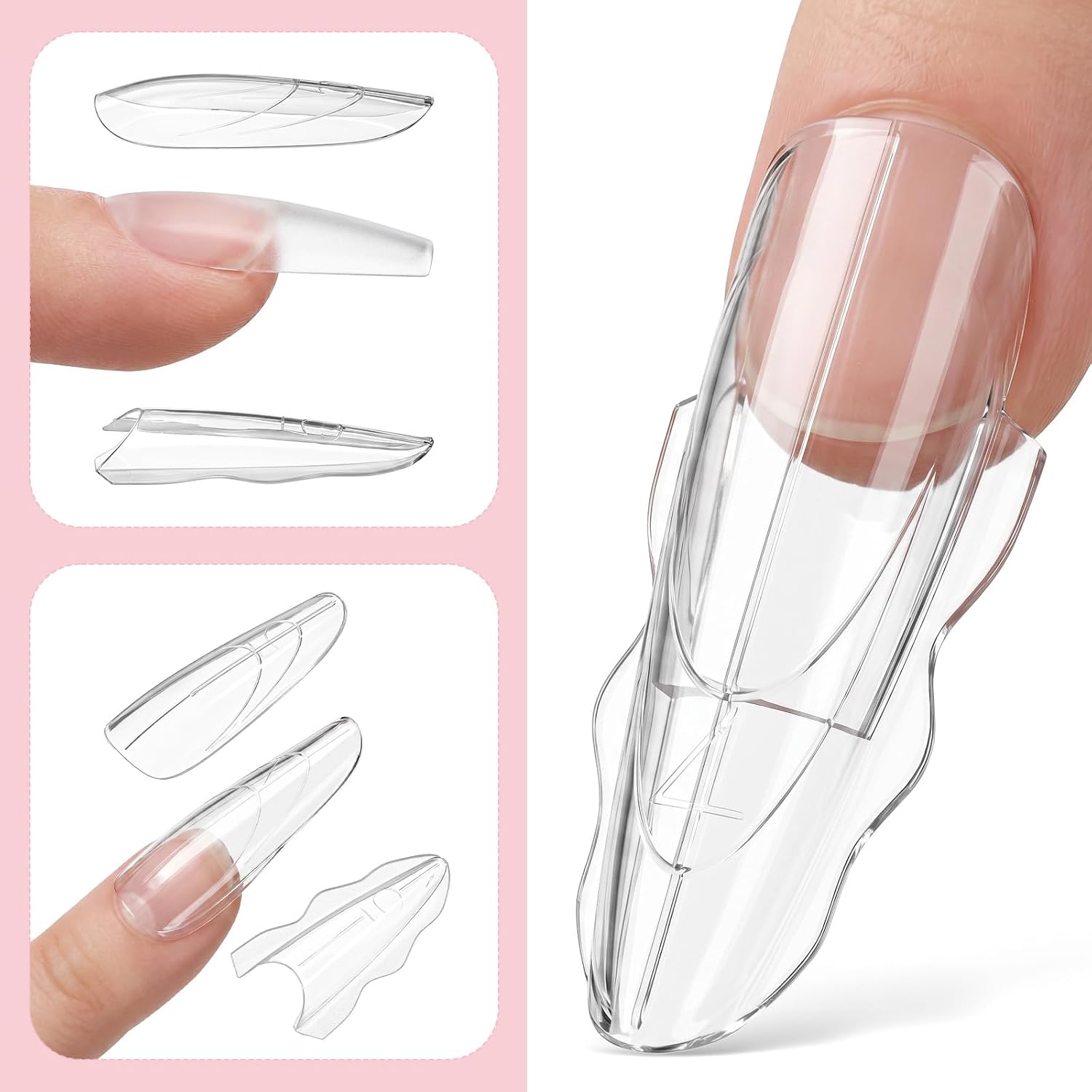 180 Pcs F50s Sandwich Dual Nail Forms, 15 Sizes Reusable Long Stiletto Dual Forms for Builder Gel, Nail Extensions, Salon & Home DIY Nails Art Tools