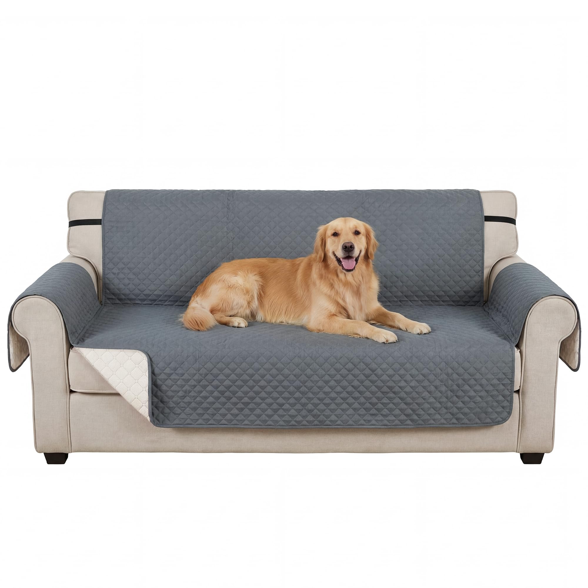 Housse de canapé 3 places imperméable PawHut protecteur matelassé gris
