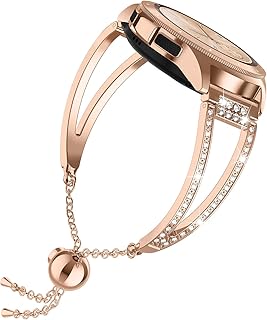 TOYOUTHS Rose Gold Bling Jewelry Bracelet Compatible with Samsung Galaxy Watch Band 4 40mm 44mm/Watch 4 Classic 42mm 46mm/Watch 5 40mm 44mm/Watch 5 Pro 45mm/Active 2 40mm 44mm/Watch 3 41mm/20mm watch