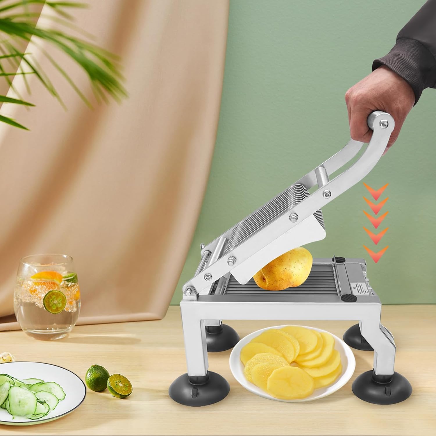 Eierschneider & Gemüseschneider, 4 mm dicker Hobel mit Saugfuß für Küche, Haus oder Restaurant