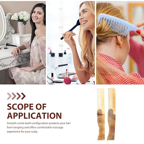 Miniatura 6 de EXCEART Peine de pelo plegable de bolsillo con cuerno de buey, peine portátil antiestático, evita la pérdida de cabello, para mujeres, hombres,