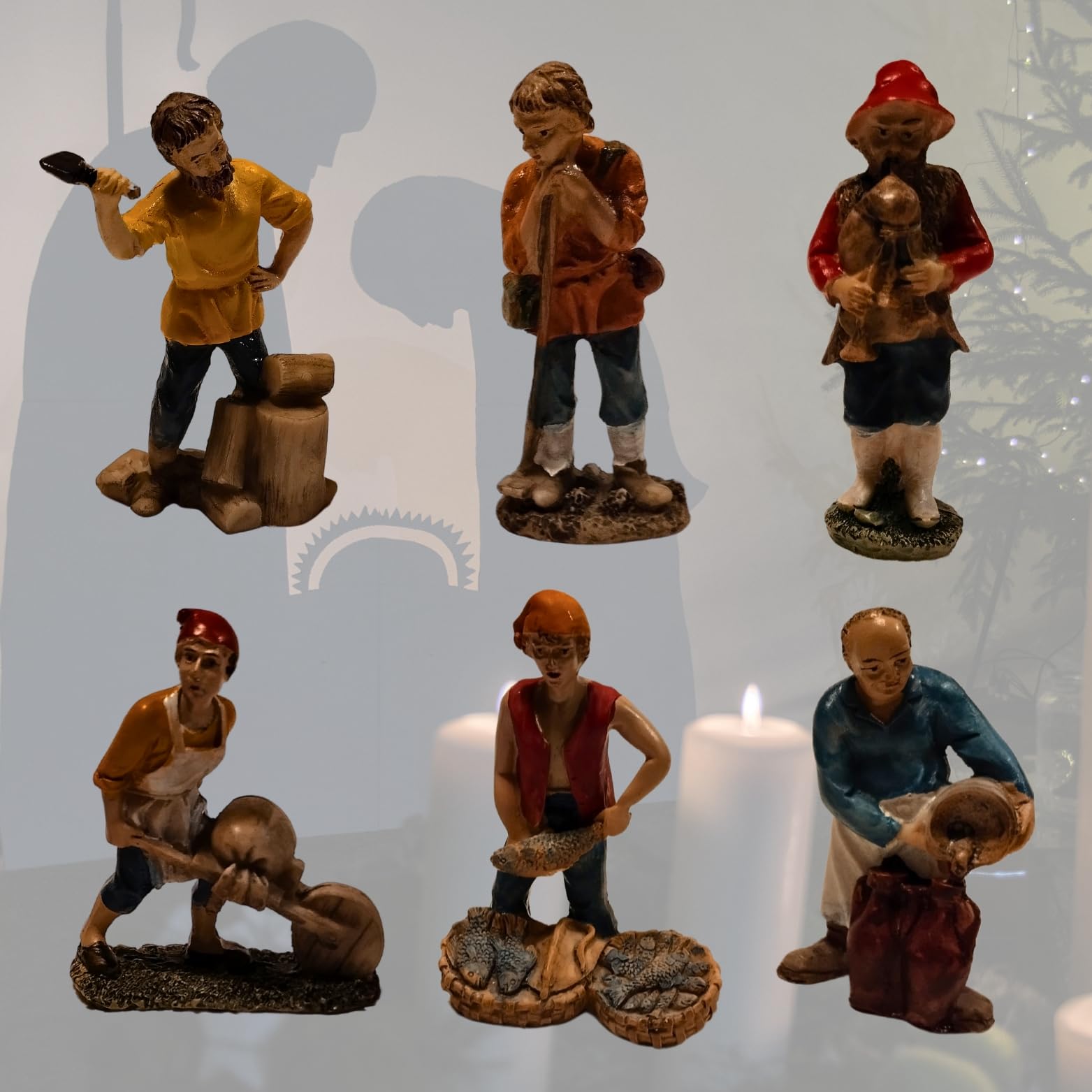 Lot 12 Santons 10 cm – Personnages Métiers pour Crèche – Figurine Crèche Noël – Nativité, Crèches et Santons, Décoration Traditionnelle