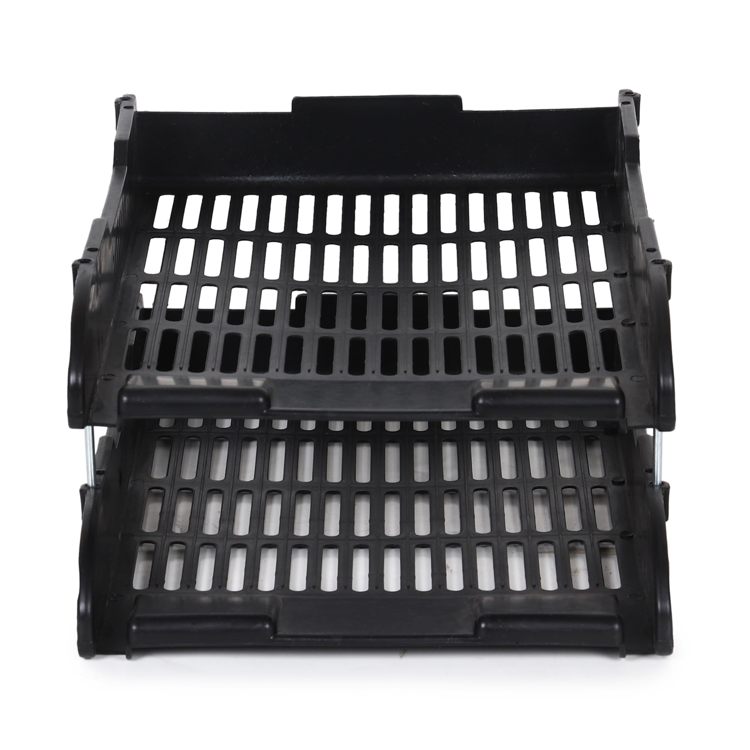 FRENYEAR Plastic Office Stationery 2 Layer Rectangular Plastic Office Files/Letter/Document Desk Organizer File Tray, Basket (2 Layer Black) 4