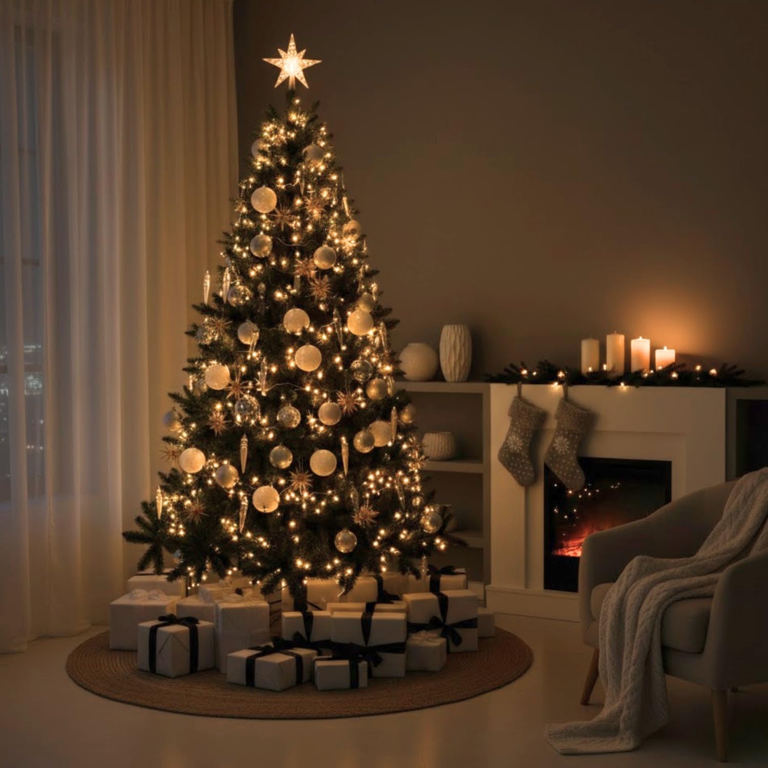 DAYRON - Árbol de Navidad Artificial Verde con Ramas Abatibles y Soporte Metálico Plegable, Disponible en 180 y 210 cm, Montaje Rápido y Fácil de Guardar
