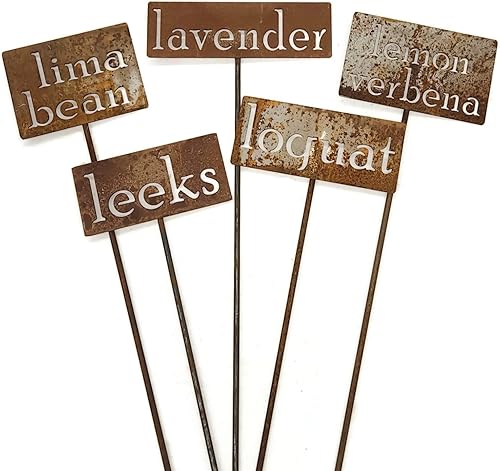 Miniatura 3 de Marcadores de jardín de metal clásicos de 19 pulgadas de alto (lima, naturalmente oxidado)