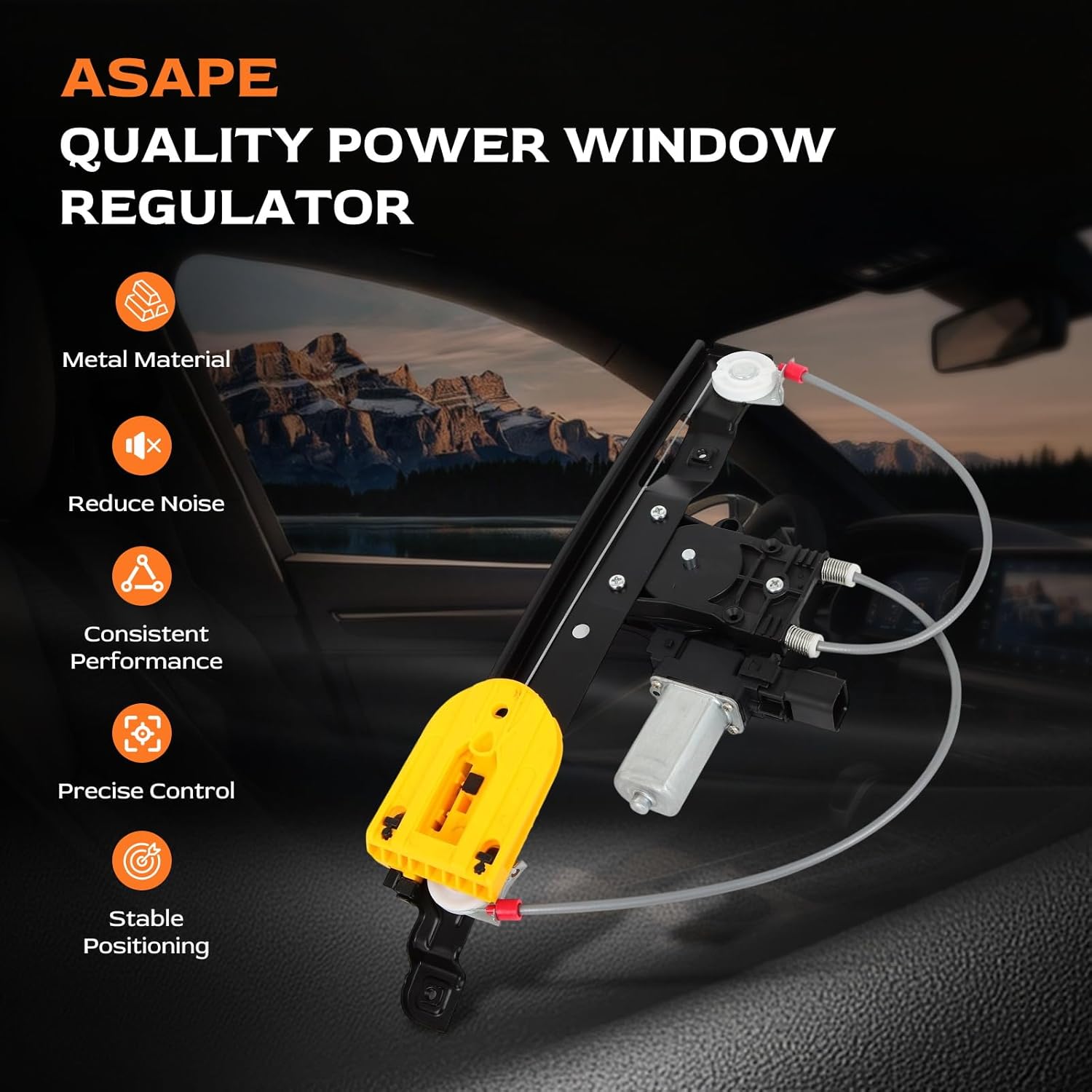 ASAPE Rear Left Driver Side Power Window Regulator Assembly with Motor C2Z26992 Fit 2013-2015 for Jaguar for XF 2.0L for XFR-S 5.0L, 2010-2015 for Jaguar for XFR 5.0L for XF 5.0L