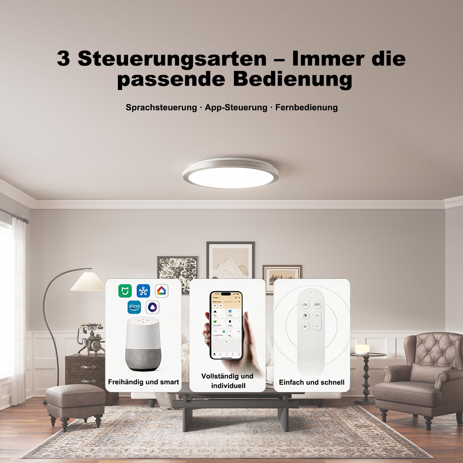 Yeelight Smart Deckenlampe, LED Deckenleuchte RGB Close-to-Ceiling Lights, 38 W 2300 Lumen, 2700K-6500K dimmbare Lampe, DIY kompatibel mit Alexa, für Wohnzimmer Schlafzimmer Küche Flur 40 cm