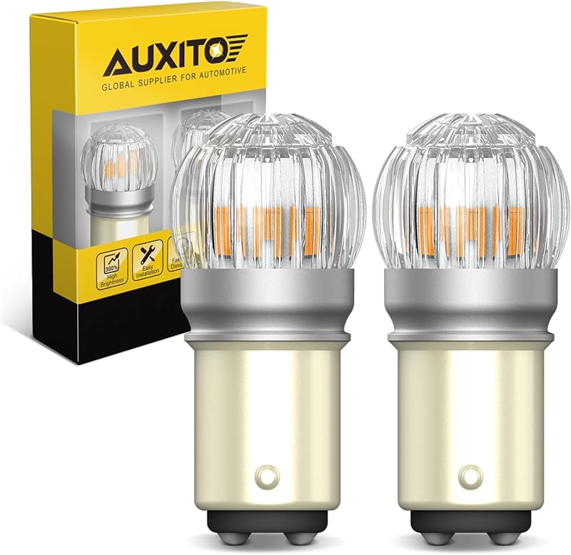 Lâmpadas LED AUXITO 1157 âmbar BAY15D para seta, freio e luz de posição – 2 unidades