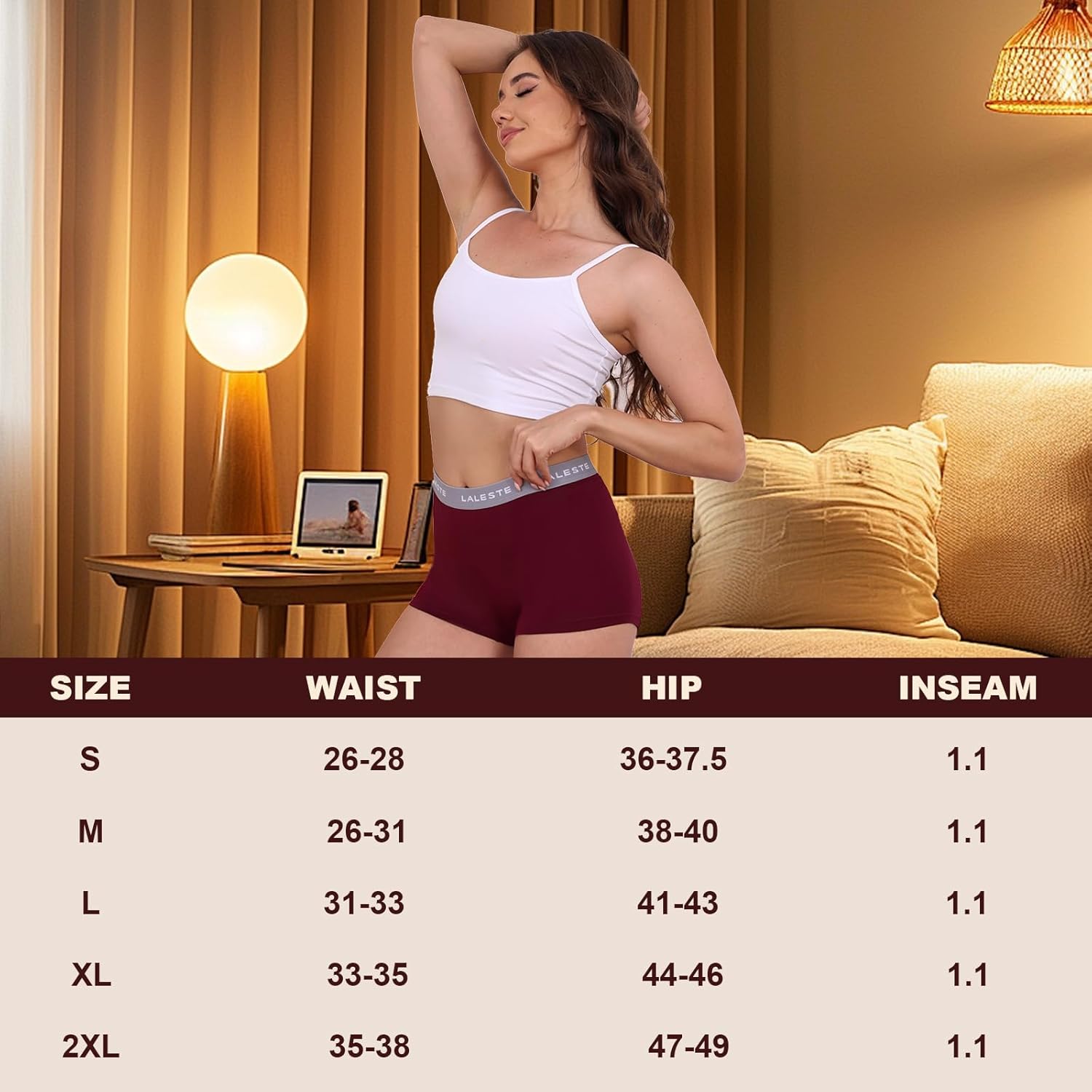 LALESTE Women's Boyshort Panties Viscose Bamboo Boxer Brief Soft Stretch Boy Shorts Underwear for Women 5-Pack - Image 7