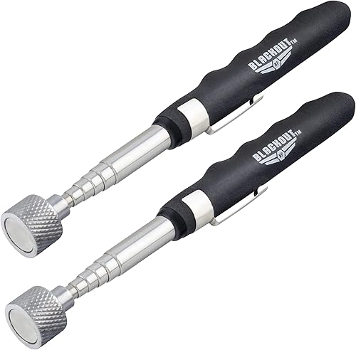 Blackout XP Herramienta de recogida magnética flexible telescópica resistente con mango de agarre antideslizante y clip de bolsillo, hasta 16 libras