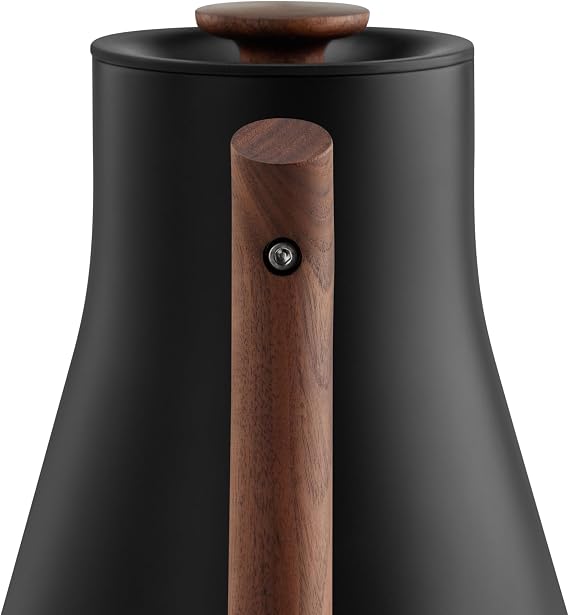 Fellow Corvo ECG Electric Kettle - Pour-Over Teapot and Coffee Maker - EU Matte Black with Walnut Handle - 0.9 Litres