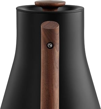 Fellow Corvo ECG Electric Kettle - Pour-Over Teapot and Coffee Maker - EU Matte Black with Walnut Handle - 0.9 Litres