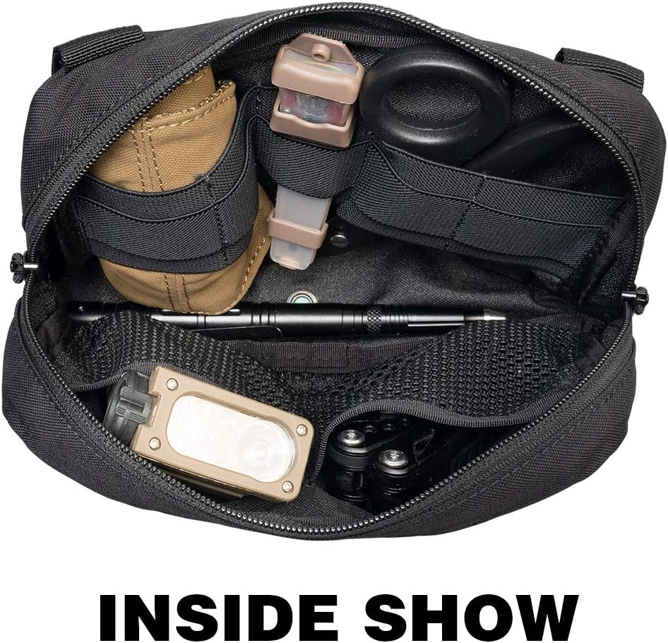 IDOGEAR Dump Tactical Pouches MOLLE Admin Pouch Military Modular Utility Tools EDC Multi-Purpose Bag Dual Zippers for Tactical Vest Chest Rig 500D Nylon