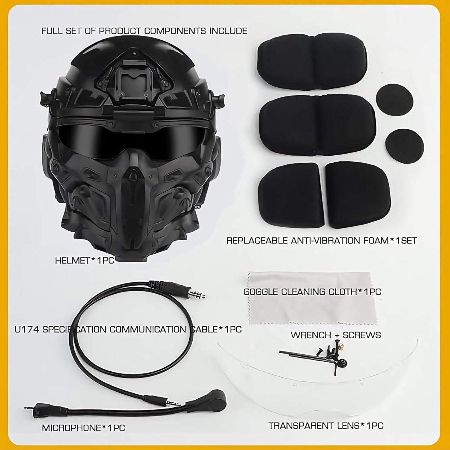 Tactical Airsoft Helmet Set,Fast Helmet Built-in HD Headset with Full Face Mask Goggles and Anti-Fog Fan, for Outdoor Game CS Airsoft Training