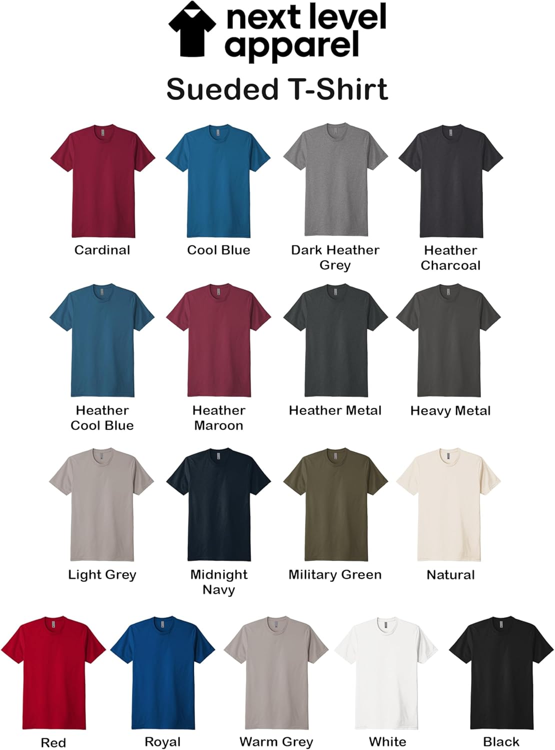 Next Level Apparel 6410 Men's Sueded T-Shirts, Bulk Premium Fitted Tees, Unisex Crewneck Undershirts - Custom Color Set Pack - Image 3