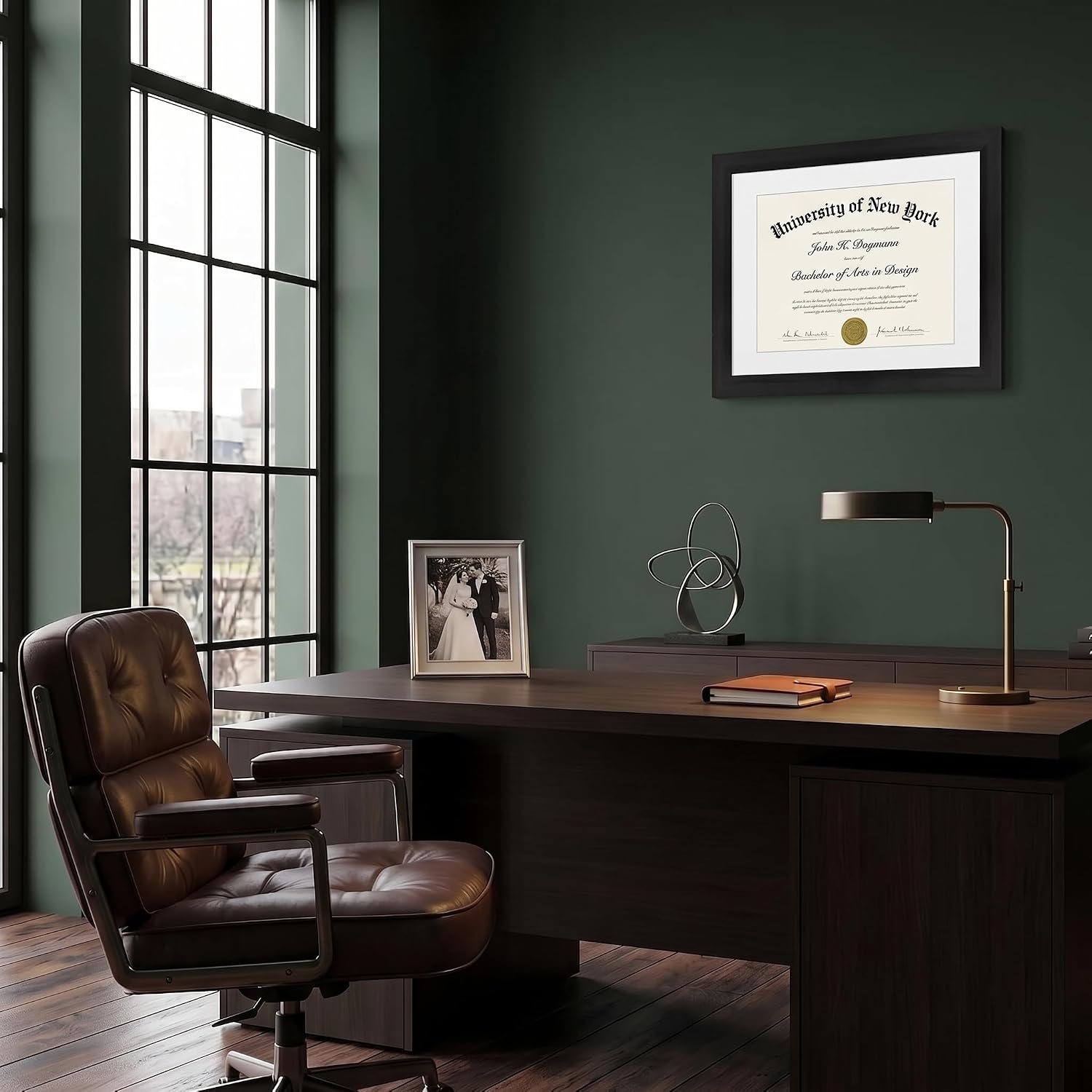 Americanflat 11x14 Diploma Frame with Shatter-Resistant Glass - Use as 8.5x11 Frame with Mat or Display 11x14 Documents Without Mat - Certificate Frames with Engineered Wood for Wall Display - Black
