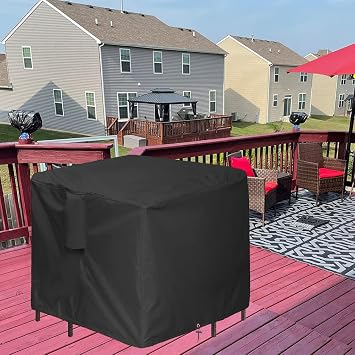 5 Piece Bar Height Patio Dining Set Cover, 66 Inch Square, Black