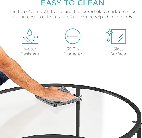 Miniatura 11 de Best Choice Products Mesa auxiliar redonda de cristal templado moderna de 36 pulgadas para sala de estar, comedor, té, decoración del hogar con